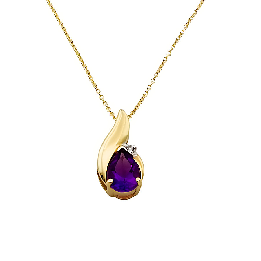 9ct gold Amethyst Pendant with chain